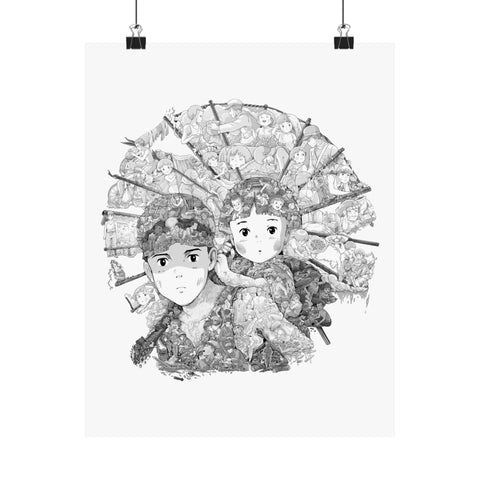 GRAVE OF THE FIREFLIES BLACK & WHITE POSTER