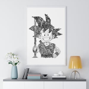 KID GOKU BLACK & WHITE FRAMED POSTER KID GOKU BLACK & WHITE FRAMED POSTER