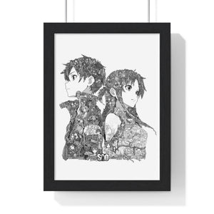KIRITO ASUNA BLACK & WHITE FRAMED POSTER KIRITO ASUNA BLACK & WHITE FRAMED POSTER