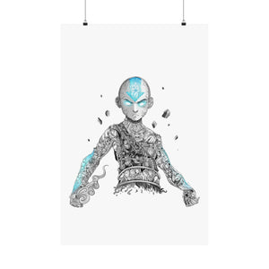 AANG BLACK & WHITE POSTER (Colored Eyes And Arms) AANG BLACK & WHITE POSTER (Colored Eyes And Arms)