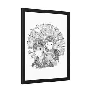 GRAVE OF THE FIREFLIES BLACK & WHITE FRAMED POSTER GRAVE OF THE FIREFLIES BLACK & WHITE FRAMED POSTER