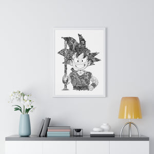 KID GOKU BLACK & WHITE FRAMED POSTER KID GOKU BLACK & WHITE FRAMED POSTER