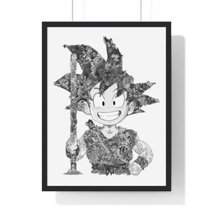 KID GOKU BLACK & WHITE FRAMED POSTER KID GOKU BLACK & WHITE FRAMED POSTER