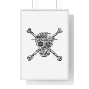MUGIWARA JOLLY ROGER BLACK & WHITE FRAMED POSTER (WHITE BG) MUGIWARA JOLLY ROGER BLACK & WHITE FRAMED POSTER (WHITE BG)
