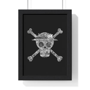 MUGIWARA JOLLY ROGER BLACK & WHITE FRAMED POSTER MUGIWARA JOLLY ROGER BLACK & WHITE FRAMED POSTER