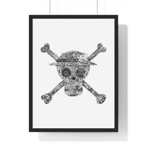 MUGIWARA JOLLY ROGER BLACK & WHITE FRAMED POSTER (WHITE BG) MUGIWARA JOLLY ROGER BLACK & WHITE FRAMED POSTER (WHITE BG)