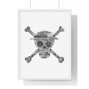 MUGIWARA JOLLY ROGER BLACK & WHITE FRAMED POSTER (WHITE BG) MUGIWARA JOLLY ROGER BLACK & WHITE FRAMED POSTER (WHITE BG)
