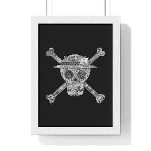 MUGIWARA JOLLY ROGER BLACK & WHITE FRAMED POSTER MUGIWARA JOLLY ROGER BLACK & WHITE FRAMED POSTER